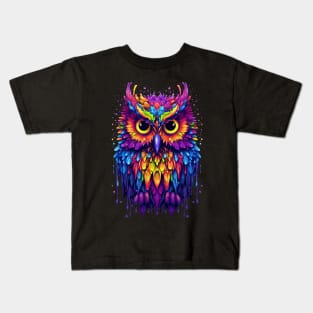 Colorful melting Owl Designe Kids T-Shirt